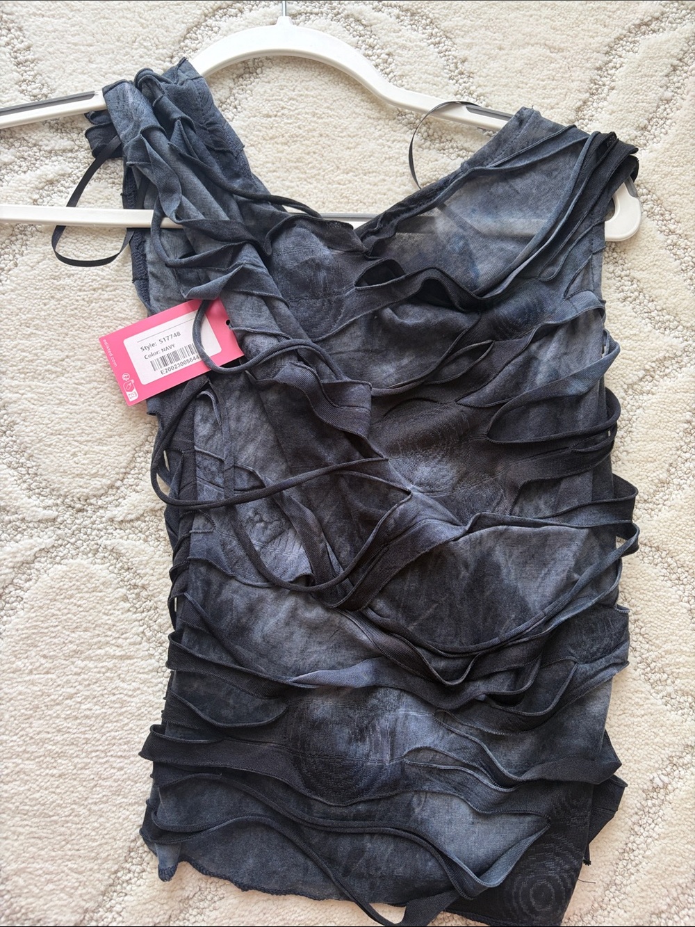 EDIKTED Women's Black Ruffled Tank Top - Picture 3 of 4